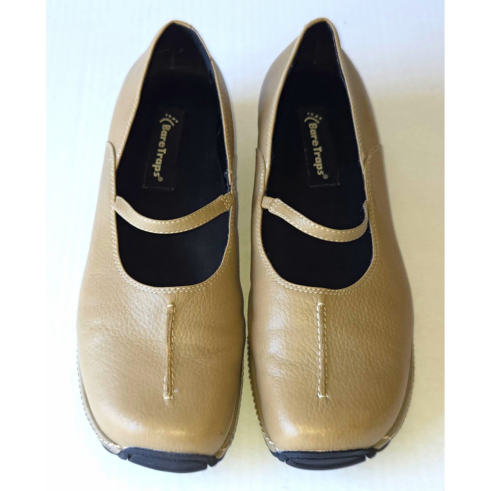 BareTraps Women's Taupe Faux Leather Mary Jane Comfort Flats Sz 10 ~EUC ~
